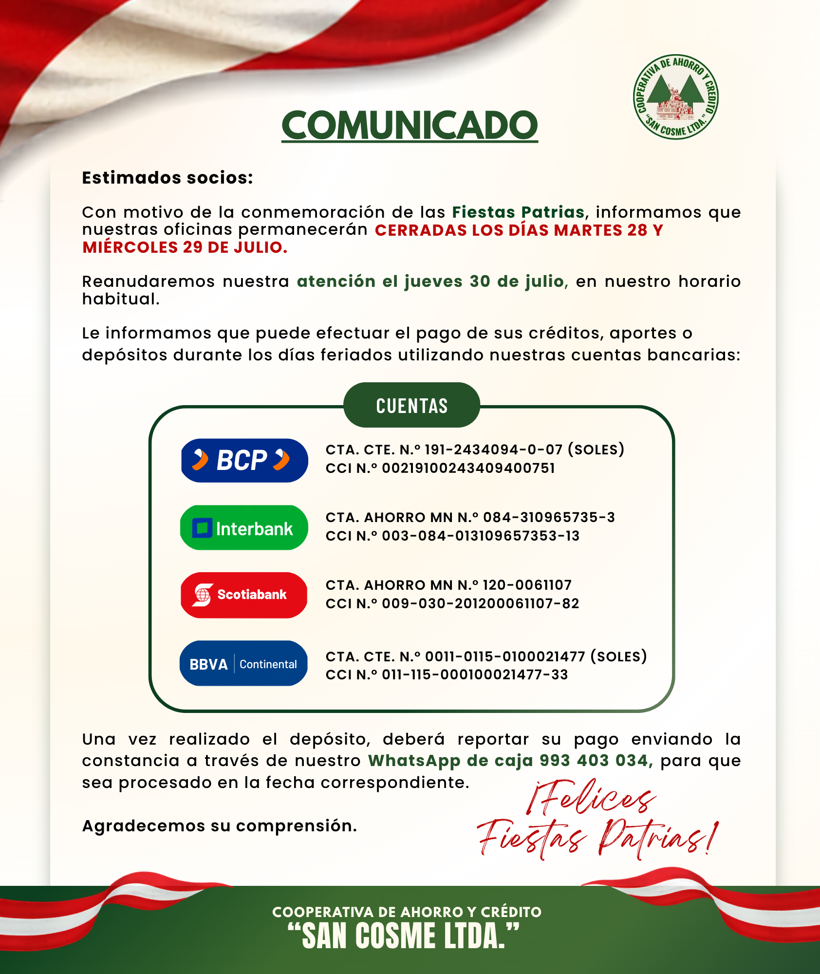 Feriado de Fiestas Patrias