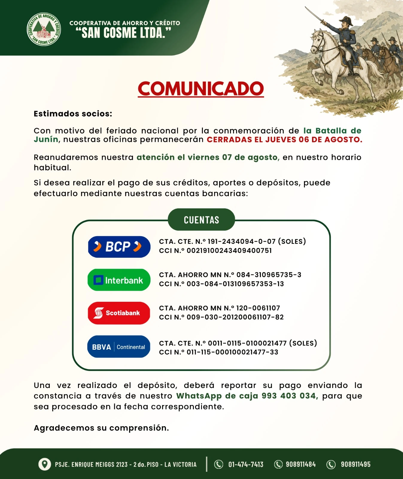 Feriado Batalla de Junín