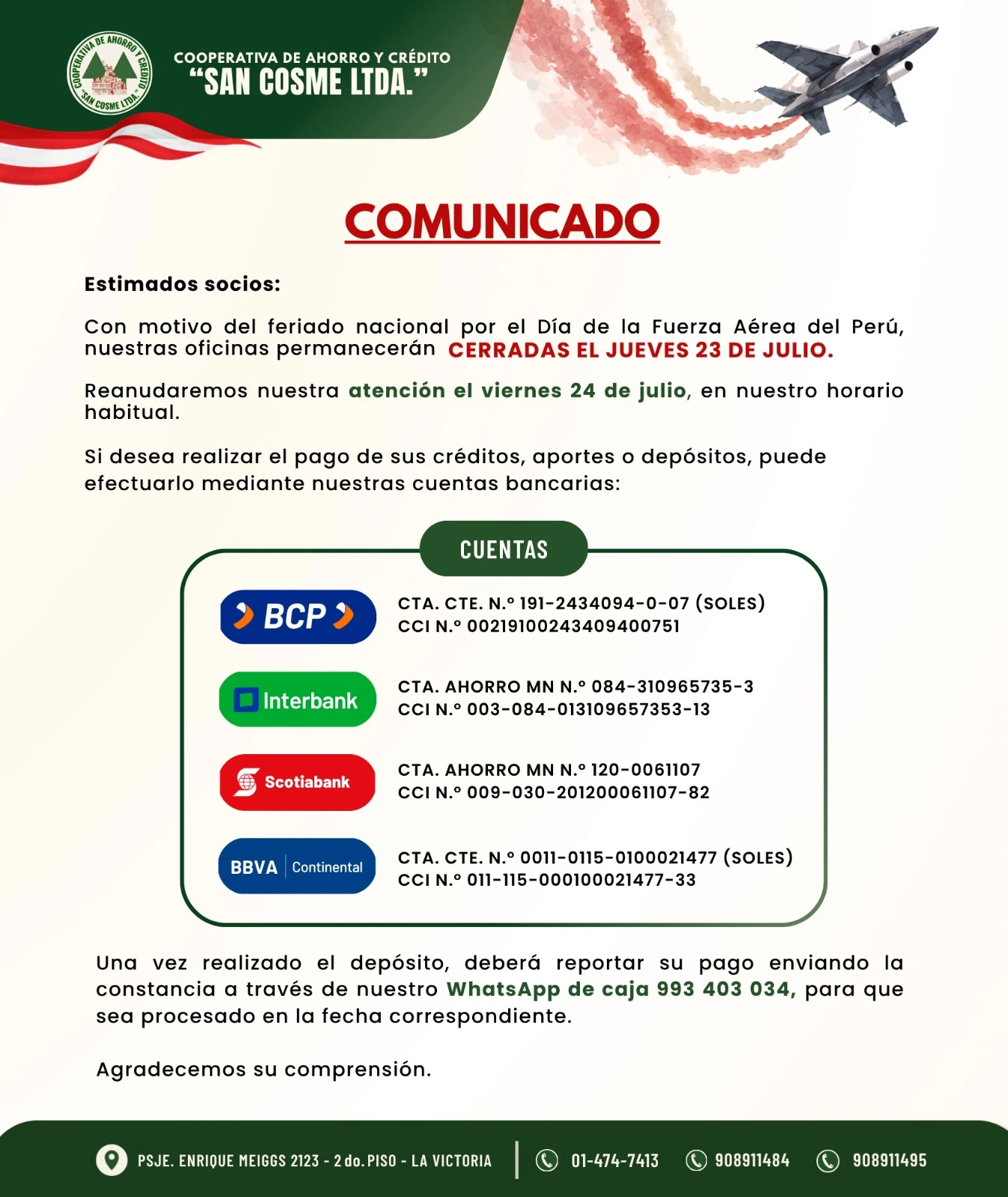 Horario Especial de Atención